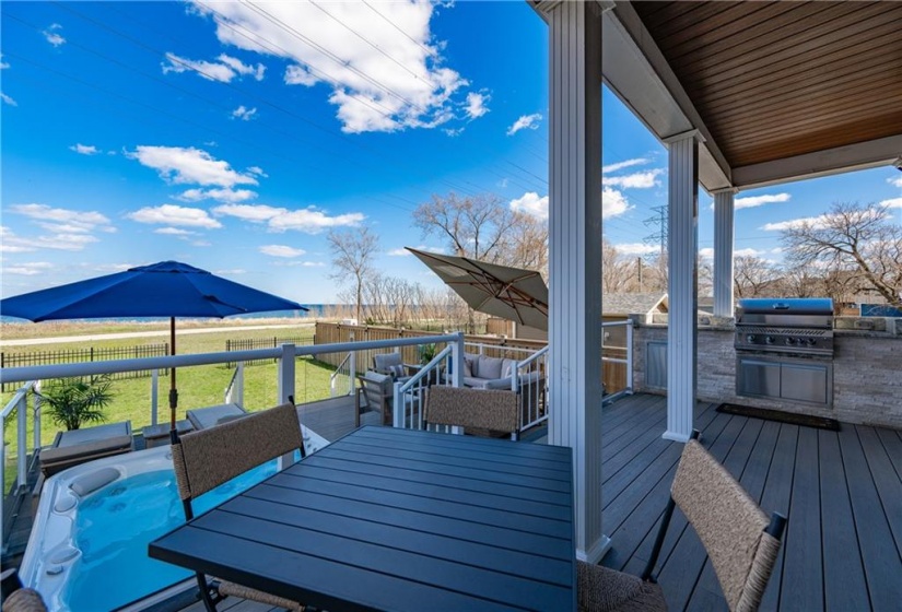 Glass panelled railings don’t obstruct your views from any seated sightline.