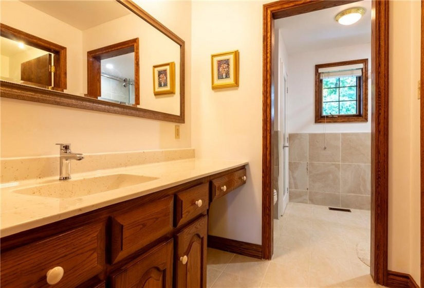 The primary suite with ensuite and walk-in closet spans the entire width of the main home.