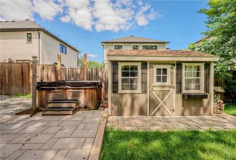 The custom garden shed is great exterior storage for all outdoor equipment and toys. Doubles as a fun playhouse for kids!