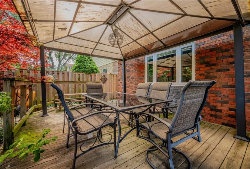 Sit out under the covered pergola to enjoy burgers and hot dogs all summer long! Gated access is perfect for neighbourhood kids to come and play or family and friends to join the BBQ!