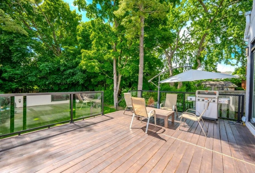 380 square feet, deck in backyard