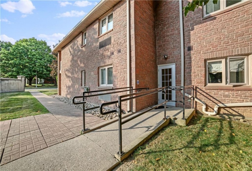 Accessible ramp located at the rear of building