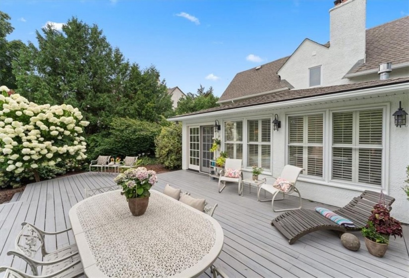 French doors from sunroom to deck