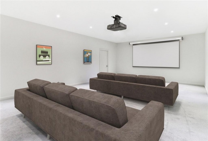 Basement Media Room Virtually Staged