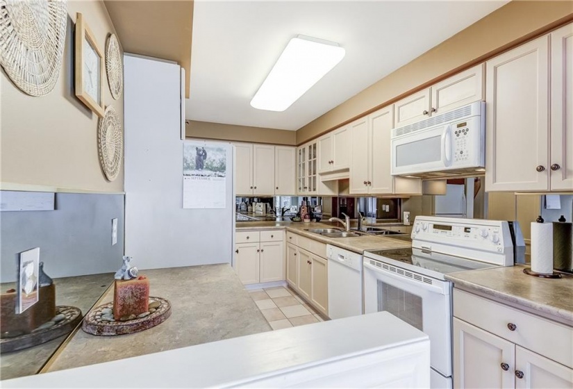 Galley kitchen, view from dining room