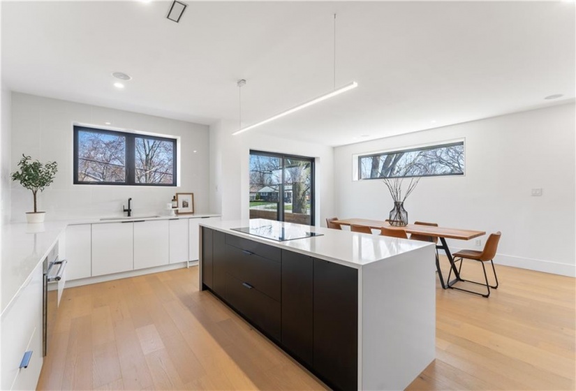 Kitchen facing eating area