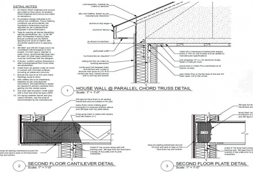 Truss and cantilever detail from architectural plans