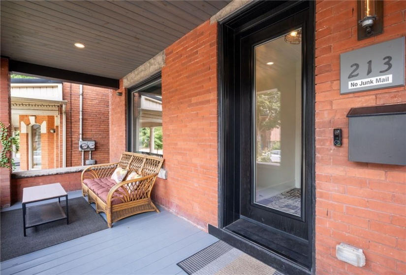 Cozy front verandah with put lighting