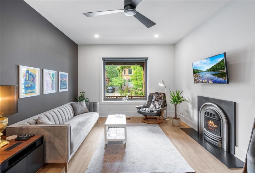 Living room on main-floor. Note the gas fireplace!