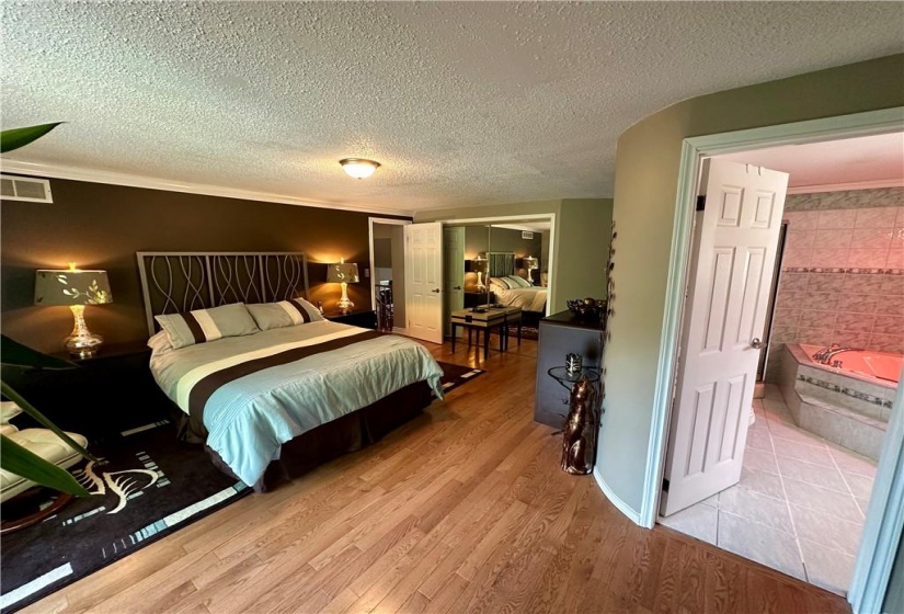 Master bedroom with his and hers closet and walk-in closet,  5 piece en-suite w/Jacuzzi tub and shower