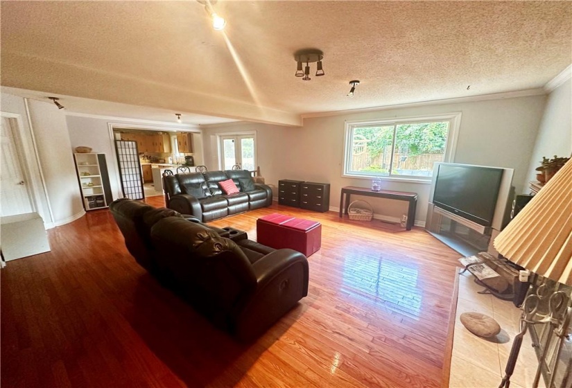 Lower 3rd level Dining room and Family room with cozy wood burning fire place and a walk out to your back yard oasis perfect for entertaining or just relaxing