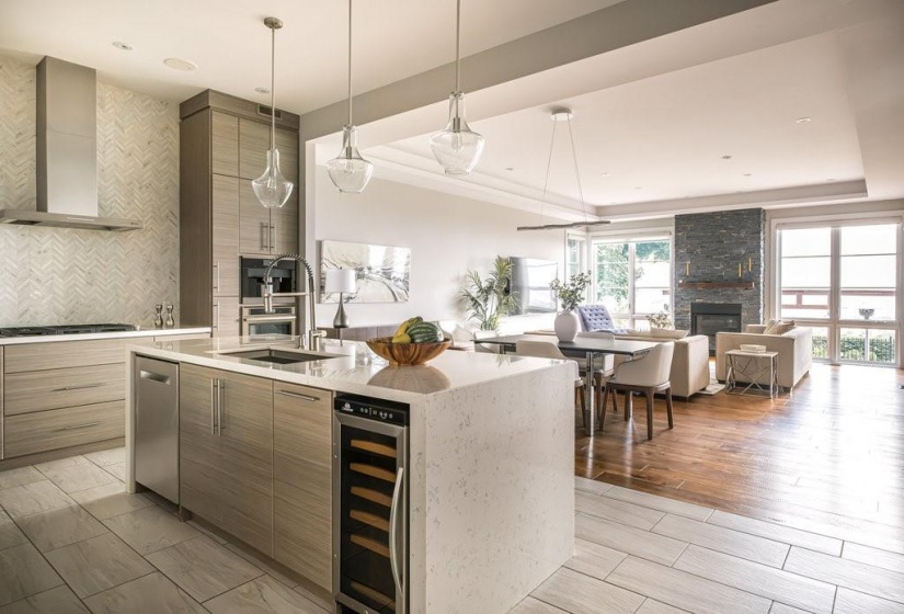 Open Concept Kitchen to Dining to Living Areas.